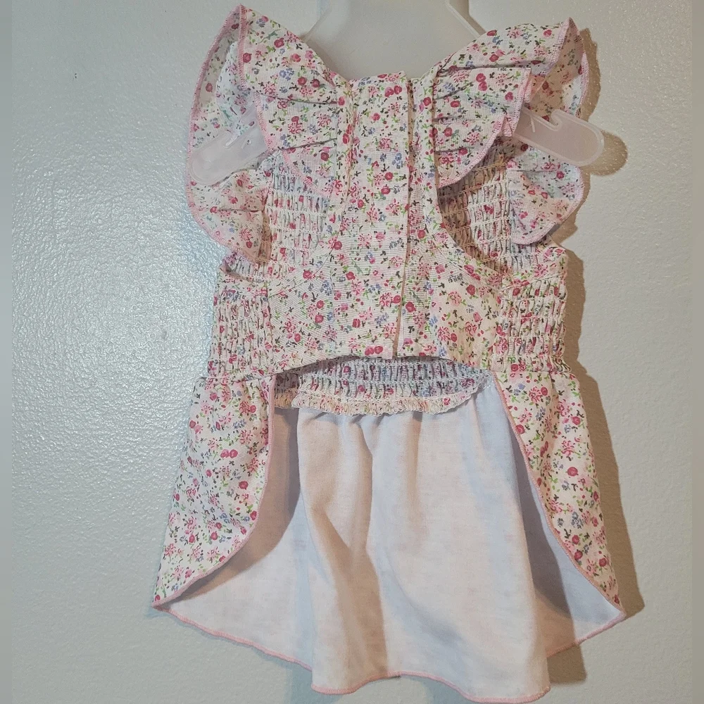 Floral Dog Dress with Pink and White Pattern